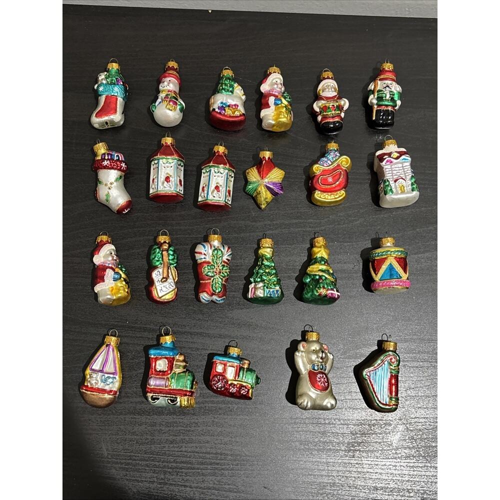 Set of 23 Unique Treasures UT Blown Glass Christmas Ornaments Small Holiday Tree